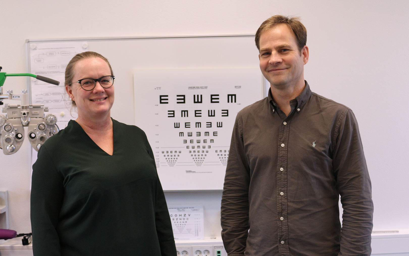 Underviser Marianne og Ivan fra optometrist-uddannelsen på optikerhøjskolen på erhvervsakademi dania i Randers