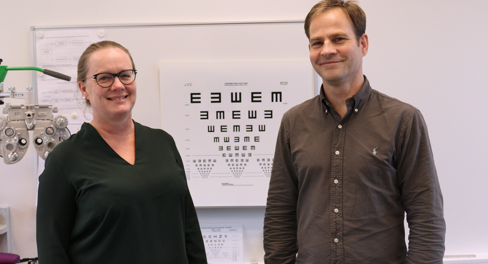 Underviser Marianne og Ivan fra optometrist-uddannelsen på optikerhøjskolen på erhvervsakademi dania i Randers