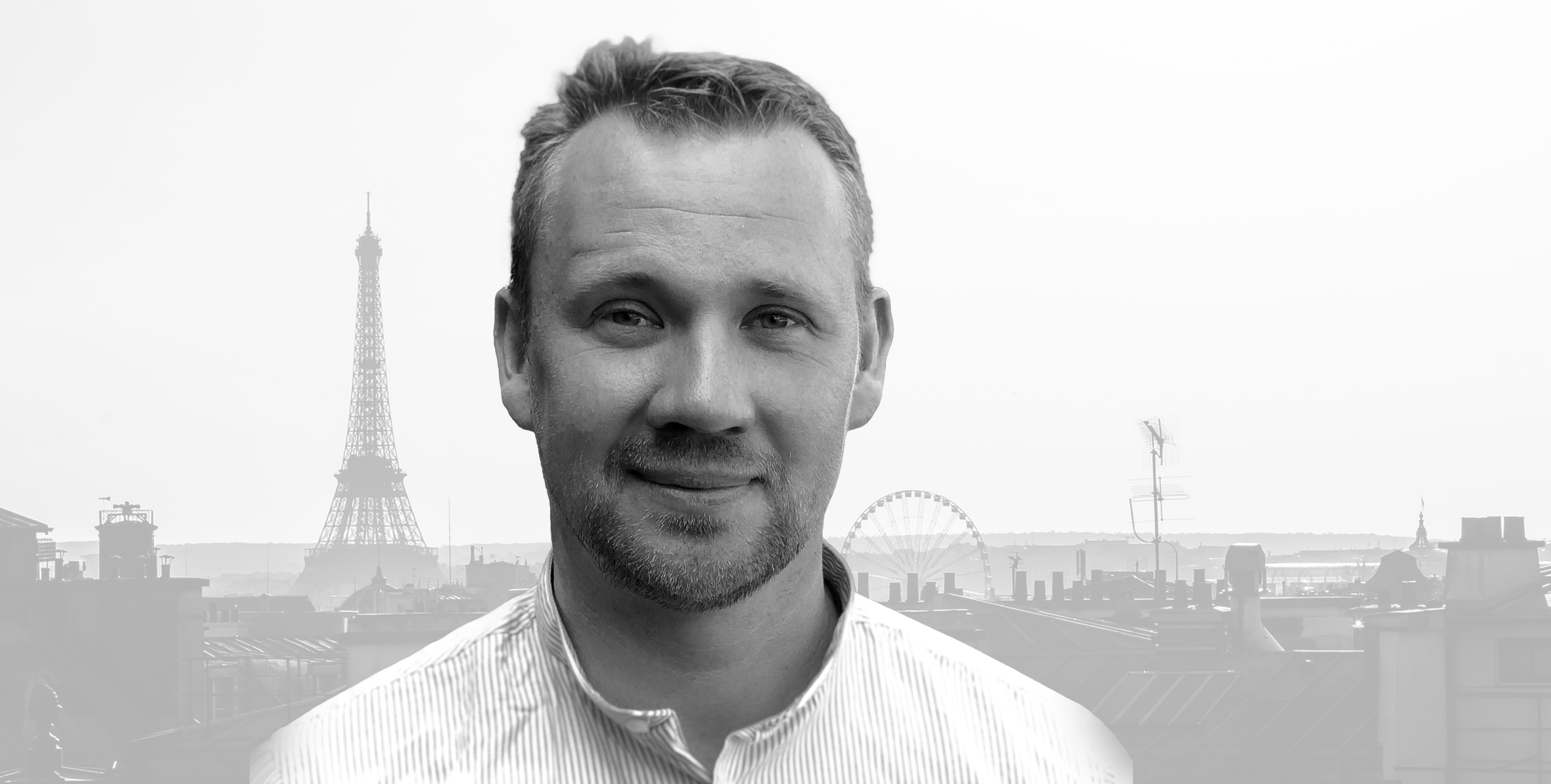 Hans Henrik Grabbe fra Viborg-virksomhed foran skyline fra Paris